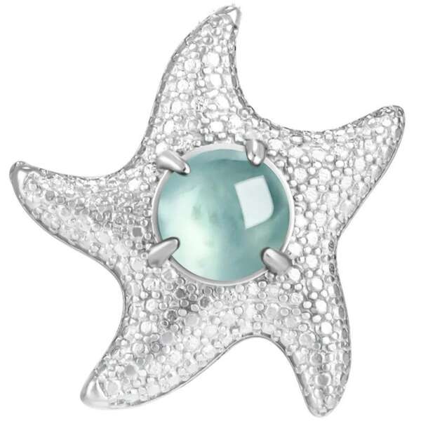Dije de Jade Azul Natural en Forma de Estrella de Mar – Plata 925 - Imagen 2