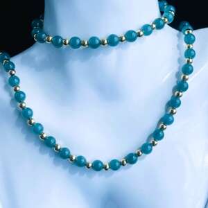 Collar de Jade Princesa Hielo con Separadores en Baño de Oro 14k ✨