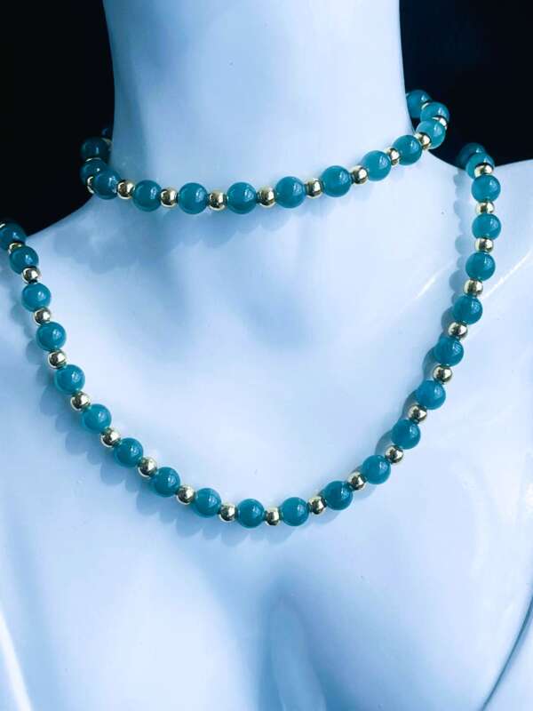 Collar de Jade Princesa Hielo con Separadores en Baño de Oro 14k ✨