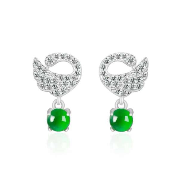 Pendientes de Jade Esmeralda Natural y Plata S925 con Incrustaciones de Zirconia – Belleza Atemporal para Ella - Imagen 3