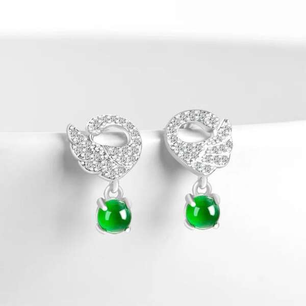Pendientes de Jade Esmeralda Natural y Plata S925 con Incrustaciones de Zirconia – Belleza Atemporal para Ella - Imagen 4