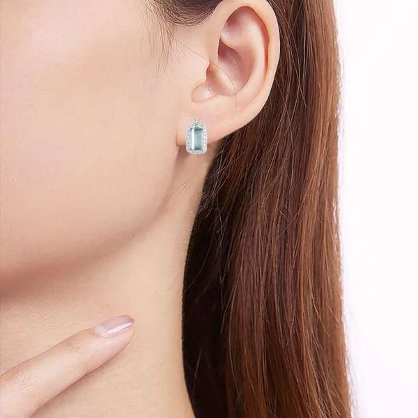 Pendientes de Bambú de Agua en Jadeíta Azul Natural – Plata 925 - Imagen 3