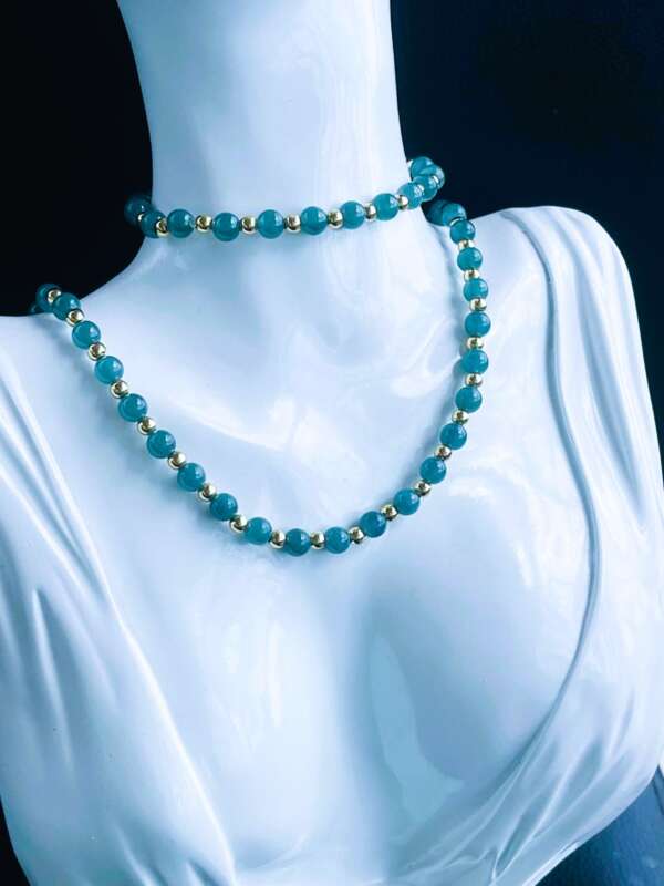 Collar de Jade Princesa Hielo con Separadores en Baño de Oro 14k ✨ - Imagen 3