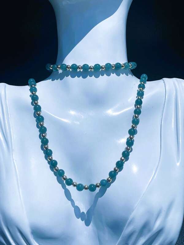 Collar de Jade Princesa Hielo con Separadores en Baño de Oro 14k ✨ - Imagen 4