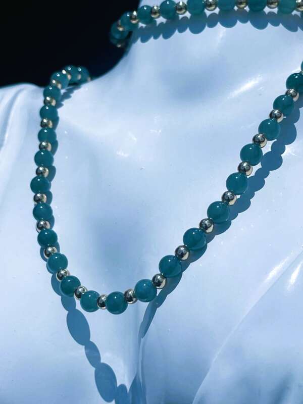 Collar de Jade Princesa Hielo con Separadores en Baño de Oro 14k ✨ - Imagen 5