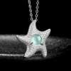 Dije de Jade Azul Natural en Forma de Estrella de Mar – Plata 925