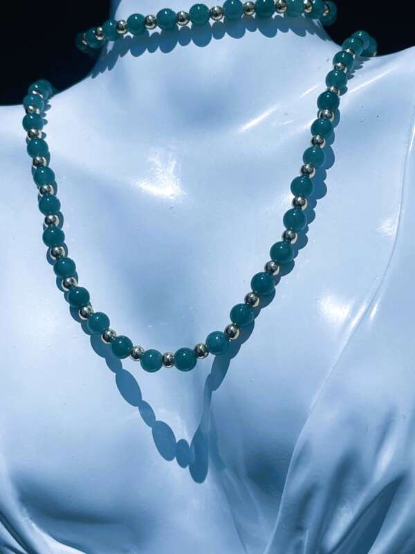 Collar de Jade Princesa Hielo con Separadores en Baño de Oro 14k ✨ - Imagen 6