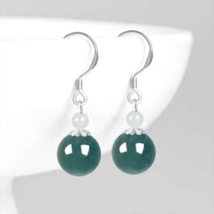 Aretes de Jade Azul Intenso con Jade Blanco en Plata 925 – Doble Esfera de Elegancia