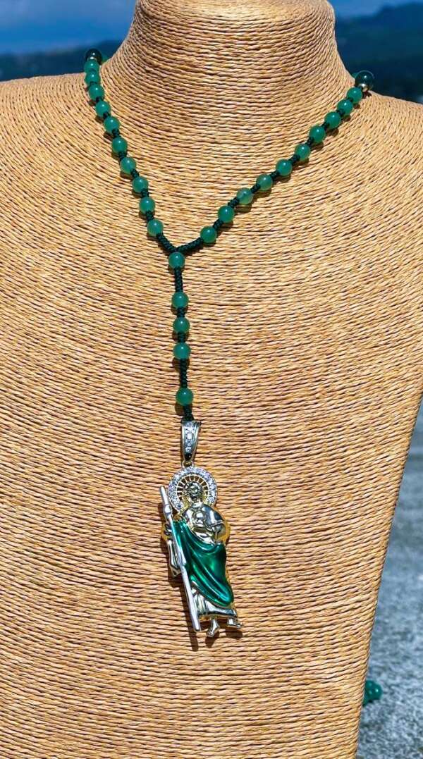 “Luz de Esperanza” – Rosario de San Judas con Jade y Baño de Oro - Imagen 2