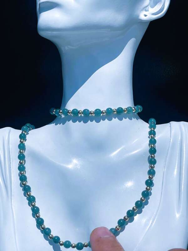 Collar de Jade Princesa Hielo con Separadores en Baño de Oro 14k ✨ - Imagen 7