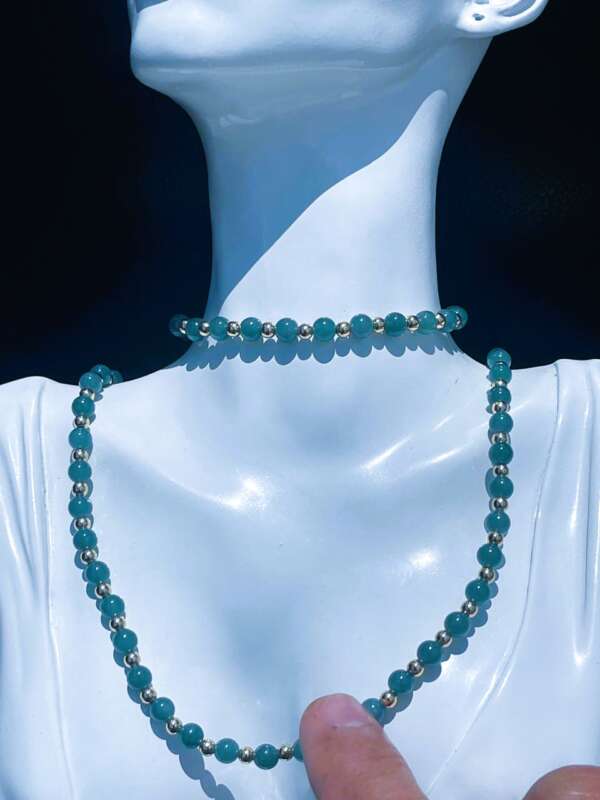 Collar de Jade Princesa Hielo con Separadores en Baño de Oro 14k ✨ - Imagen 8