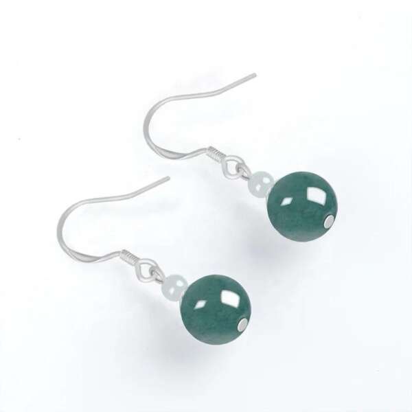 Aretes de Jade Azul Intenso con Jade Blanco en Plata 925 – Doble Esfera de Elegancia - Imagen 5