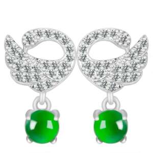 Pendientes de Jade Esmeralda Natural y Plata S925 con Incrustaciones de Zirconia – Belleza Atemporal para Ella