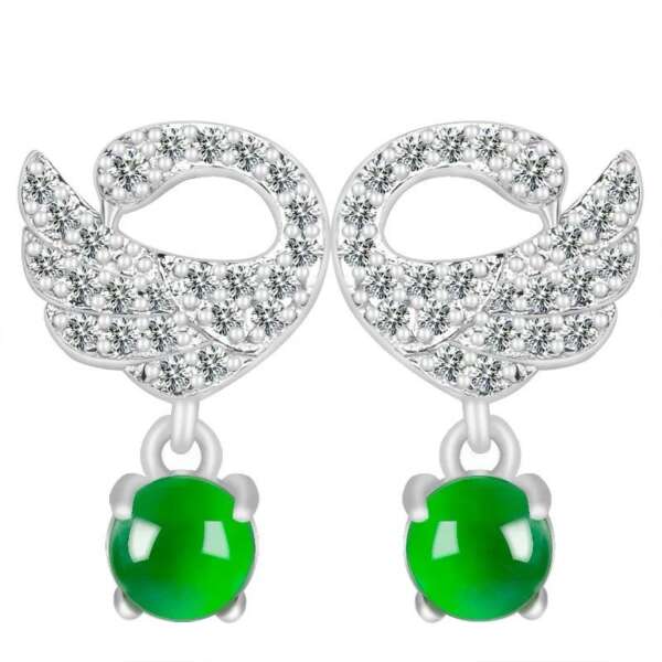 Pendientes de Jade Esmeralda Natural y Plata S925 con Incrustaciones de Zirconia – Belleza Atemporal para Ella
