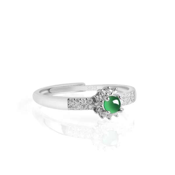 💍 Anillo de Compromiso de Jade Imperial y Plata 925 - Imagen 2