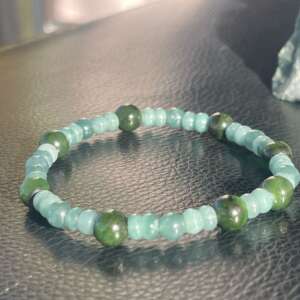 Pulsera Unisex Jade Princesa Azul Traslucido y Verde